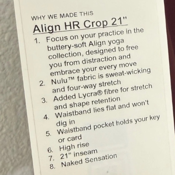 lululemon Align HR Crop 21” Legging in Cassis CSSI sz 4 NWT $98R - Picture 9 of 10